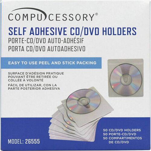 Compucessory Self-Adhesive Poly CD/DVD Holders CCS26555