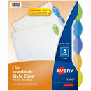 Avery Insertable Style Edge&trade; Plastic Dividers, 5 tabs, 11200