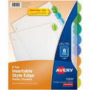 Avery Insertable Style Edge&trade; Plastic Dividers, 8 tabs, 11201