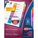 Avery Ready Index&reg; Table of Content Dividers, 8 tabs, 6  11519