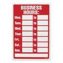 U.S. Stamp & Sign Business Hours Sign 9309