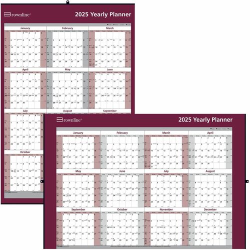 Blueline Brownline Laminated Yearly Wall Calendar BLIC177468