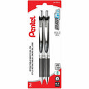 EnerGel Retractable Gel Roller, (0.7mm) Metal Tip, Black Ink, 2PC BL77BP2A