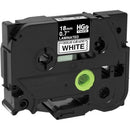 Brother 18mm (0.7") Black on White HGe Tape with Standard Adhesiv HGE2415PK
