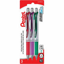 EnerGel Retractable Gel Roller, (0.7mm) Metal Tip, 3PC Pack Assor BL77BP3M