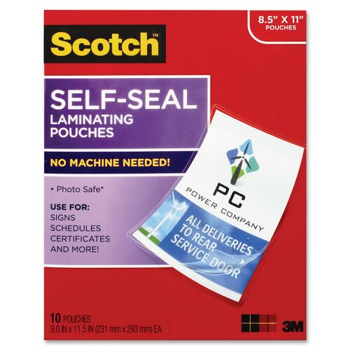 Scotch Self-Sealing Gloss Finish Laminating Pouches MMMLS85410C