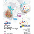 Avery Scalloped Tags with String , 2" x 1.25" , 180 Tags (22848) 22848