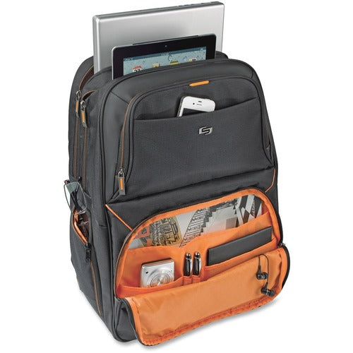 Solo Carrying Case (Backpack) for 17.3" Apple iPad Notebook - Black, Orange USLUBN7014