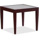 Lorell Glass Top Mahogany Frame Table 59541