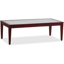 Lorell Glass Top Mahogany Frame Table 59542