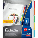 Avery Clear Easy View Durable Plastic Dividers5 tabs, 1 set 16740