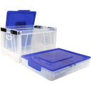 Storex Collapsible Crate with Lid, Clear/Blue 61819B04C