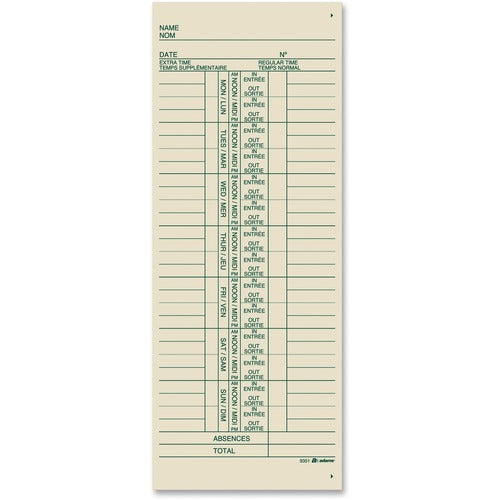 TOPS Manila Bilingual Weekly Time Cards TOP9351100