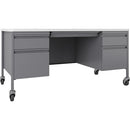 Lorell Fortress Series Mobile Double-Pedestal Teachers Desk 66946