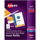 Avery Vertical Name Badge and Ticket Insertsfor Laser and In 8522