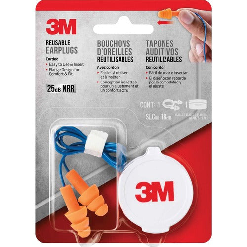 3M Corded Reusable Earplugs MMM90586H1DC