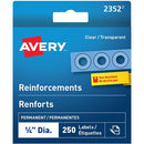 Avery Clear Reinforcement Labels 1/4" Diameter 2352