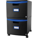 Storex Two Drawer Mobile File Cabinet with Lock, Blue 61314U01C