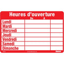 Business Hours Sign - French 8316