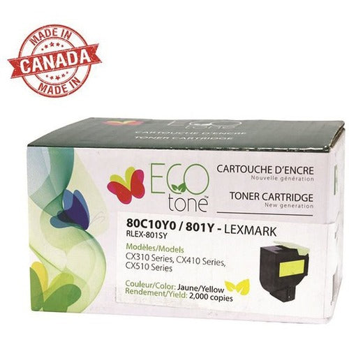 EcoTone Remanufactured Toner Cartridge - Alternative for Lexmark 801S - Yellow DNSCLEX801SY