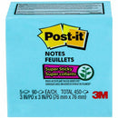Post it Super Sticky Notes, 3 in x 3 in, Electric Blue, 5 Pa 6545SSBE