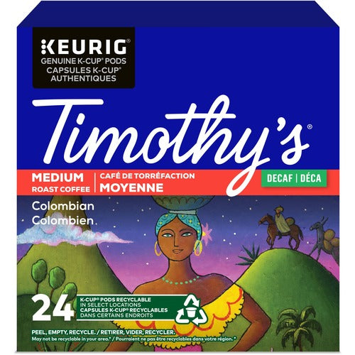 Timothy's K-Cup Colombian Decaf Coffee KEU9606775