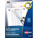 Avery Self Adhesive Laminating Sheets, 9" x 12" , 10/pk 75293