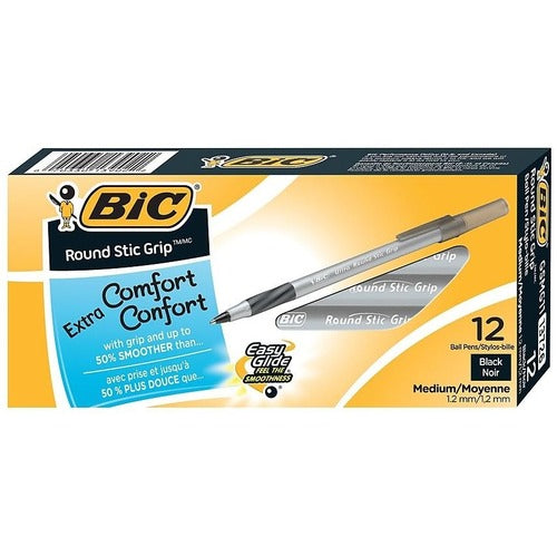 BIC Round Stic Grip Ballpoint Pen BICGSMG11BK