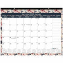 Blueline Floral Monthly Desk Pad Calendar 22" x 17" , Bilingual C194128B