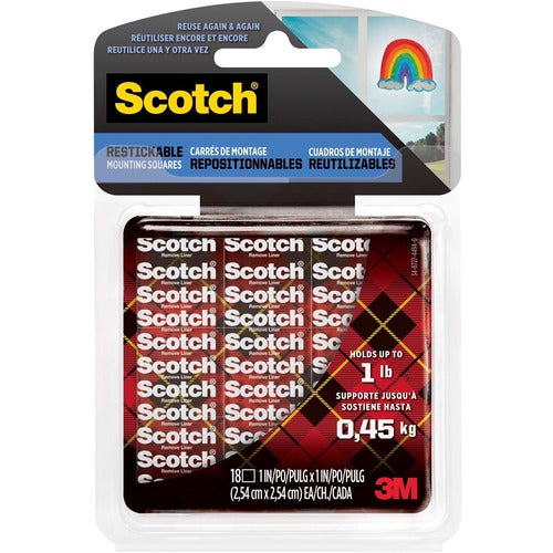 Scotch Restickables, Clear, Multiple Sizes MMMR100SESF