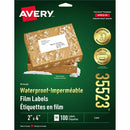 Avery Waterproof Labels 2" x 4" , Permanent Adhesive, for La 35523