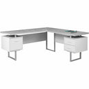 Monarch Specialties Computer Desk - 70"L White / Cement-Look Left I7307