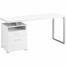 Monarch Specialties Computer Desk - 60"L / White / Silver Metal I7144