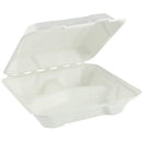 Eco Guardian 9" x 9" x 3" 3-Compartment Fibre Hinged Lid Containe EGNC032R2