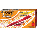 BIC Soft Feel Red Retractable Ballpoint Pens, Medium Point (1.0 m SCSM11RE