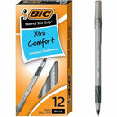 BIC Round Stic Grip Extra Comfort Black Ballpoint Pens, Medium Po GSMG11BK