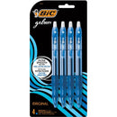 BIC Gel-ocity Original Blue Gel Pens, Medium Point (0.7 mm), 4-Co RLCP41BL