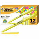 BIC Brite Liner Highlighters, Chisel Tip, 12-Count Pack of Yellow BL11YW