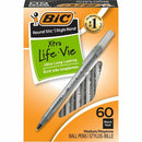 BIC Round Stic Extra Life Black Ballpoint Pens, Medium Point (1.0 GSM609BK