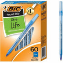 BIC Round Stic Extra Life Blue Ballpoint Pens, Medium Point (1.0  GSM609BL