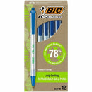 BIC Ecolutions Clic Stic Blue Ballpoint Pens, Medium Point (1.0 m CSEM11BL
