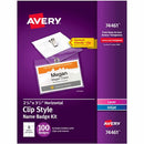 Avery Garment Friendly Clip Style Name Badge Kitfor Laser and Ink 74461