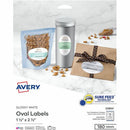 Avery Glossy White Oval Labels1???" x 2???" 22804