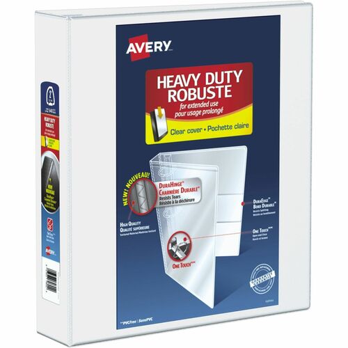 Avery&reg; Heavy-Duty View 3 Ring Binder, 2" One Touch Slant Rings, Holds 8.5" x 11" Paper, White (79792) AVE79792