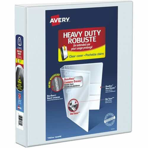 Avery&reg; Heavy-Duty View 3 Ring Binder, 1.5" One Touch Slant Rings, 1 White Binder (79795) AVE79795