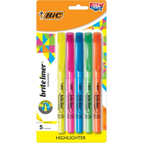 BIC Brite Liner Grip Highlighters BICGBLP51AST