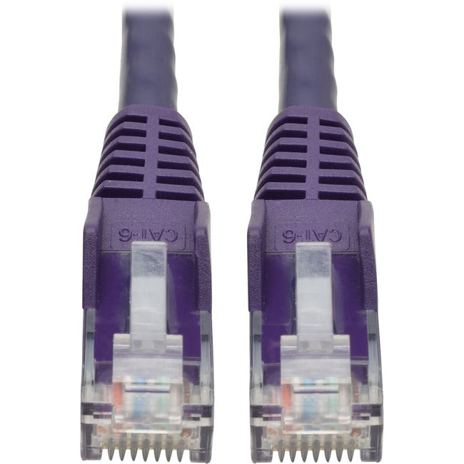 Tripp Lite Cat6 Gigabit Snagless Molded UTP Patch Cable (RJ45 M/M), Purple, 15 ft