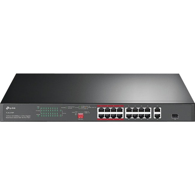 TP-Link 16-Port 10/100 Mbps + 2-Port Gigabit Rackmount Switch with 16-Port PoE+