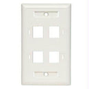 Tripp Lite Series 4-port Keystone Faceplate, Single Gang, Id Labels, White, Taa,
