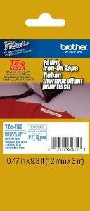Brother 12mm (0.47in) Navy Blue On White Fabric Iron-on Tape For P-touch 3m (9.8 Ft)